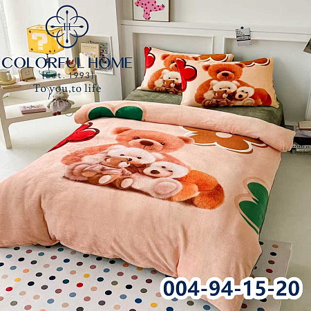 Тепла дитяча велюрова постіль 004-94-15-20 bear - делук