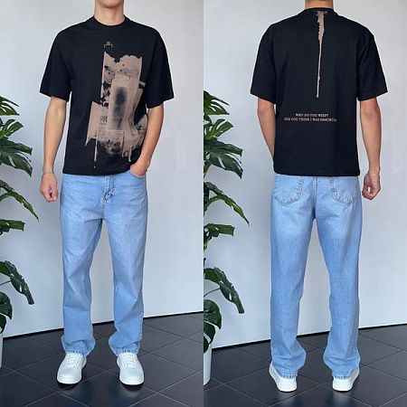 Футболка Three Black 2187 black - делук