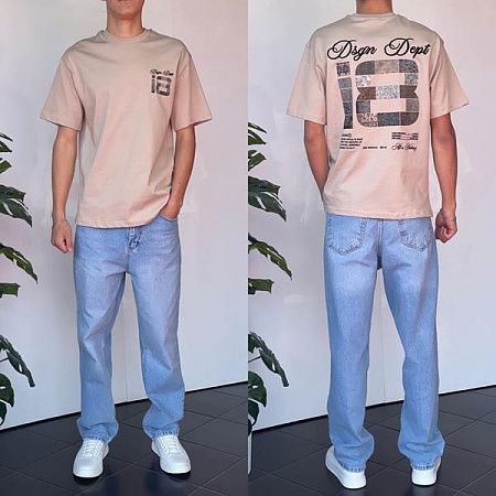 Футболка Three Black 2180 beige - делук