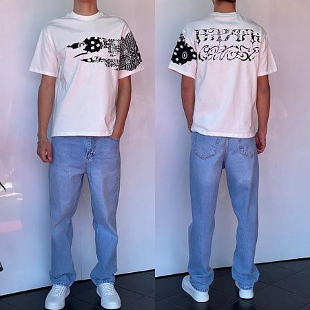 Футболка Three Black 2230 white - делук