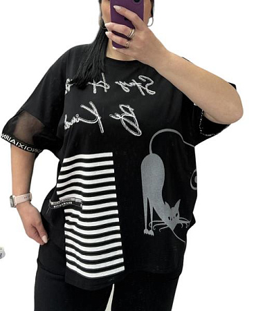 Футболка Elena&Vika 25317 black - делук