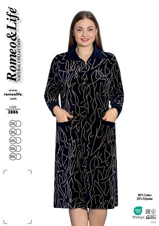 Халат Cotpark 3886 black - делук
