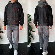 Худи Three Black 2388 grey - делук