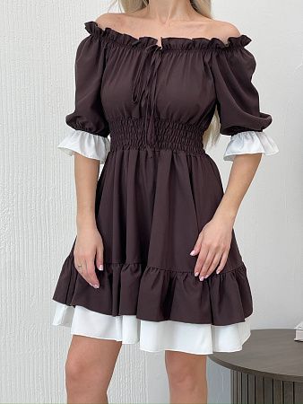 Платье Latoria 631 brown-white - делук