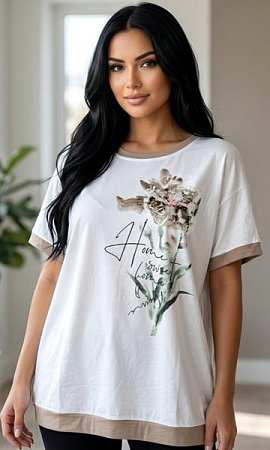 Футболка Levisha 25021 white-beige - делук