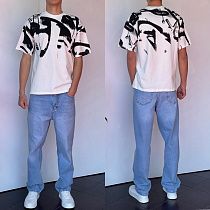 Футболка Three Black 2211 white - делук