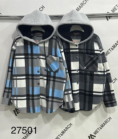 Рубашка Met&March 27501 grey-l.blue - делук