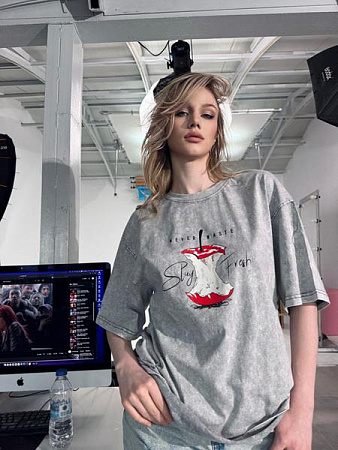 Футболка Lora LR1059 grey - делук