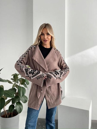 Кардиган Liza Brend 1104 beige-black - делук