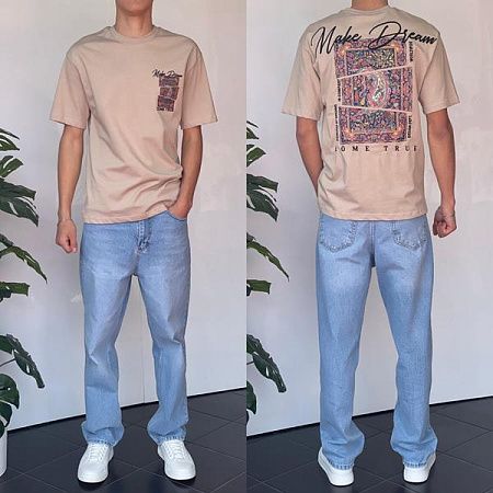 Футболка Three Black 2145 beige - делук