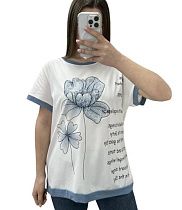 Футболка Elena&Vika 25024 white-l.blue - делук