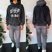 Худи Three Black 2370 grey - делук