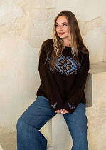 Свитер Liza Brend 1103 brown-l.blue - делук