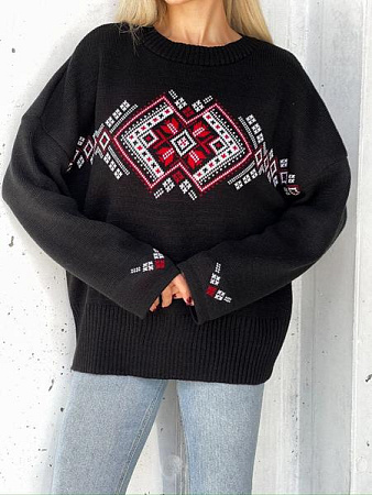 Свитер Liza Brend 1103 black-red - делук