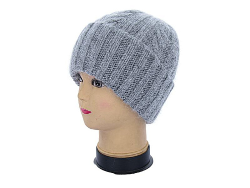 Шапка Angelica Ангора на флісі 2562-2 grey - делук
