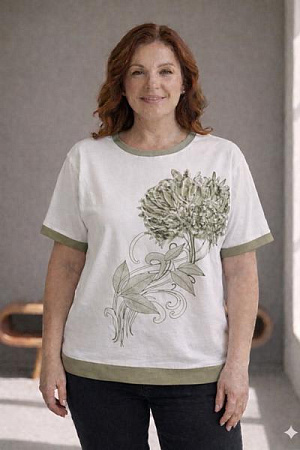 Футболка Elena&Vika 25022 white-mint - делук