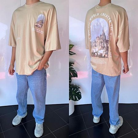 Футболка Three Black 2046 beige - делук