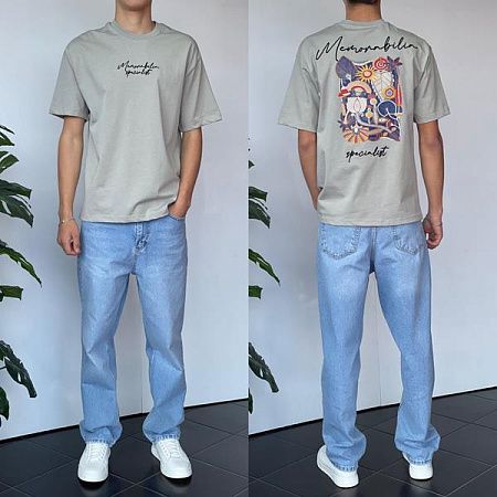 Футболка Three Black 2178 grey - делук