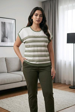 Футболка Kosta 5207 white-khaki - делук