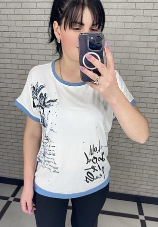 Футболка Levisha 25017 white-l.blue - делук