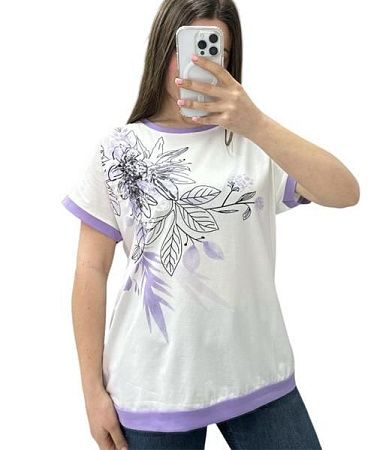 Футболка Elena&Vika 25220 white-lilac - делук