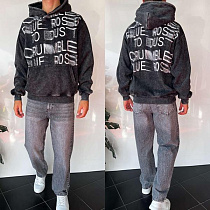 Худи Three Black 2387 grey - делук