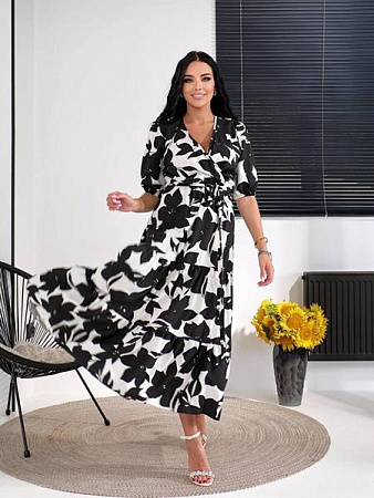 Платье Arina 1620 white-black - делук