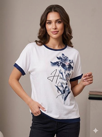 Футболка Elena&Vika 25021 white-navy - делук