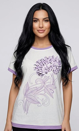 Футболка Levisha 25022 white-lilac - делук