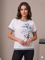 Футболка Elena&Vika 25021 white-l.blue - делук