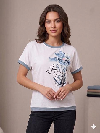 Футболка Elena&Vika 25021 white-l.blue - делук