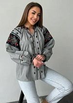 Вышиванка Lora LR134 grey - делук