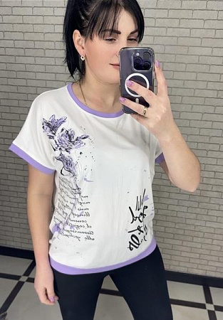 Футболка Levisha 25017 white-lilac - делук