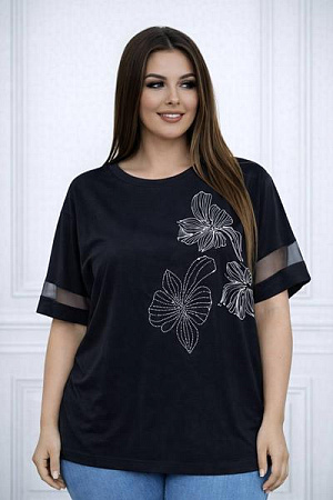 Футболка Elena&Vika 26034 black - делук