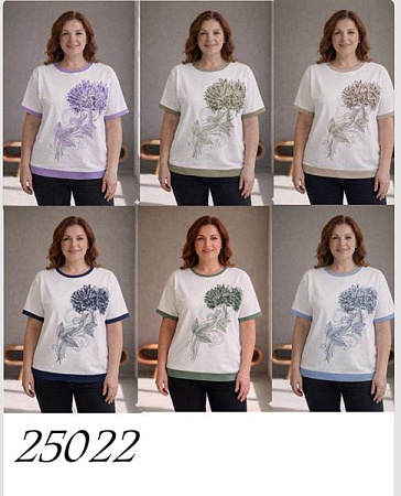 Футболка Elena&Vika 25022 white-lilac - делук