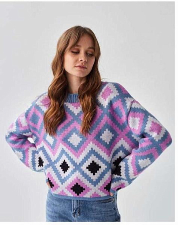 Свитер Liza Brend 1101 grey-pink - делук