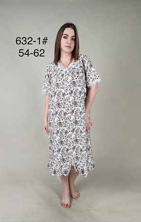 Ночнушка Anion 632-1 white-grey - делук