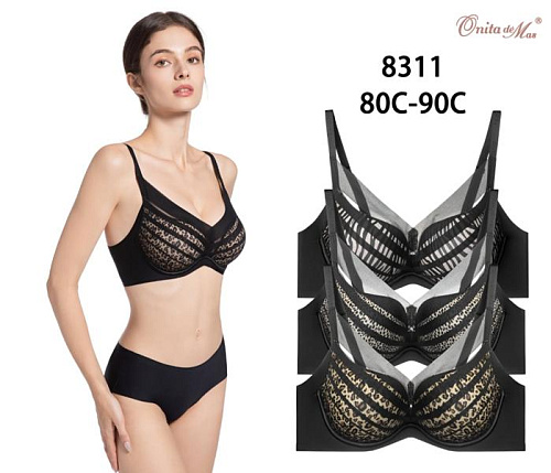 Бюстгальтер Diorella 8311C black-grey - делук