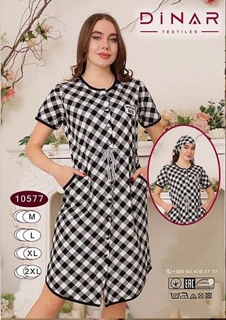 Халат Sss Annet DO-D10577 white-black - делук