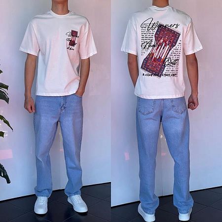 Футболка Three Black 2233 white - делук
