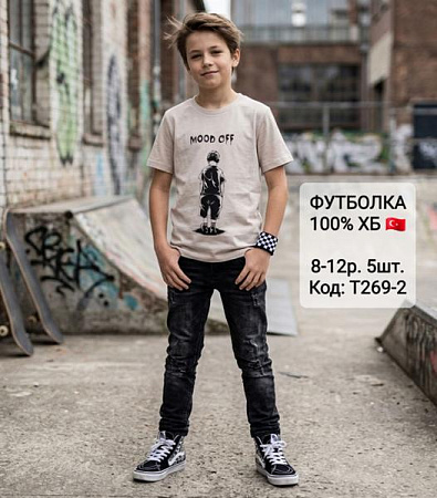 Футболка Amz T269-2 beige - делук