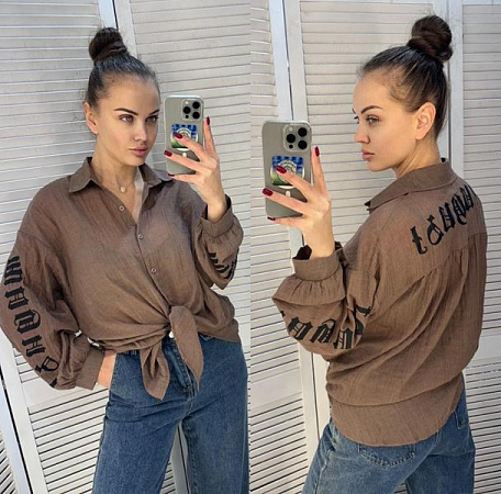 Рубашка Lora LR1238 brown - делук