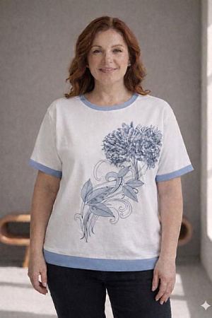 Футболка Elena&Vika 25022 white-l.blue - делук