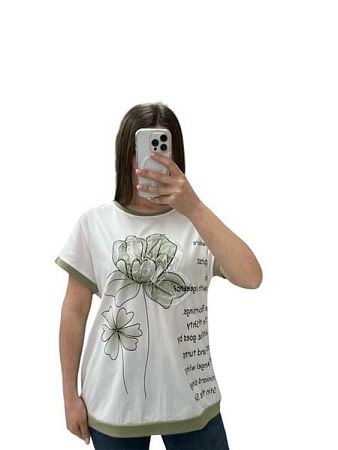 Футболка Elena&Vika 25024 white-mint - делук