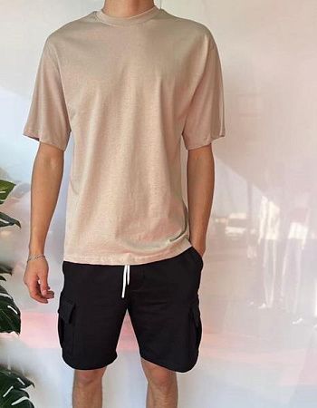 Футболка Three Black 2081 beige - делук
