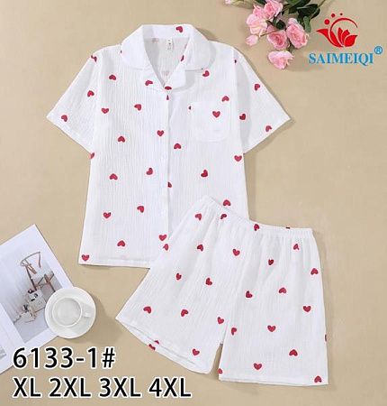 Пижама Saimeiqi 6133-1 white-red - делук