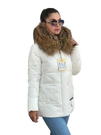 Пуховик Yafeier 896 white енот - делук