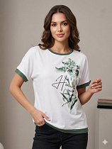 Футболка Elena&Vika 25021 white-green - делук