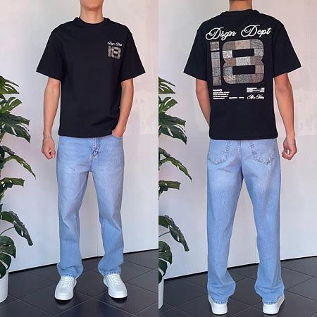 Футболка Three Black 2182 black - делук