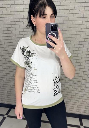 Футболка Levisha 25017 white-mint - делук